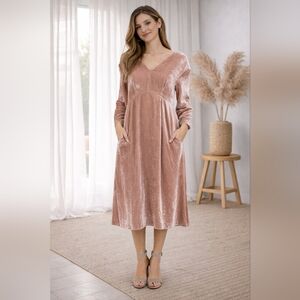 Tela Vetta Velvet Dress Pink Sz S
